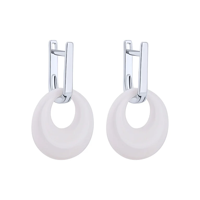 Срібні серебжки "Кола" з підвісами з кераміки - 2149454