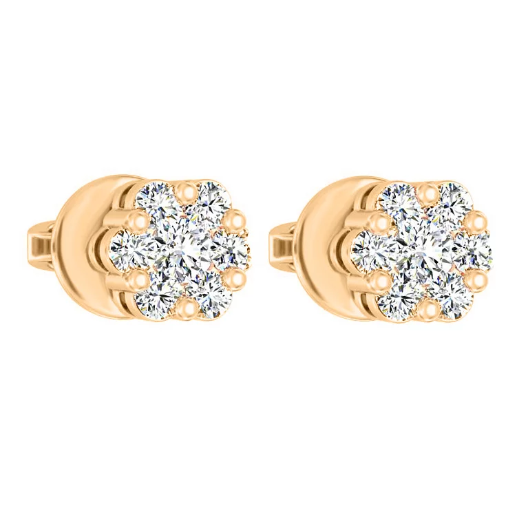 Золоті сережки-гвоздики з діамантами. Артикул Т011285020: ціна, відгуки, фото – купити в інтернет-магазині AURUM