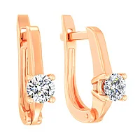 Сережки из красного золота с фианитом - 972849