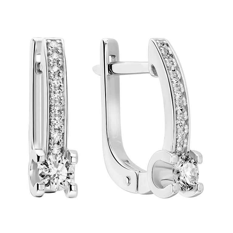 Сережки з білого золота з діамантами - 1506222