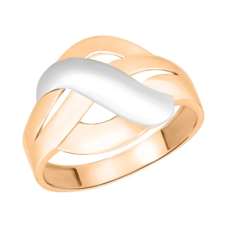 Кольцо из комбинированного золота "Переплетение". Артикул 155261кб: цена, отзывы, фото – купить в интернет-магазине AURUM