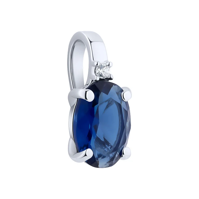 Підвіс зі срібла з сапфіром і фіанітом - 2137804