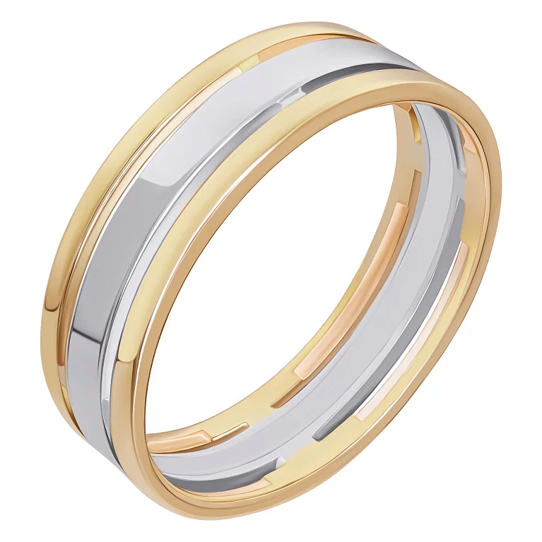 Обручальное кольцо из комбинированного золота модель-американка. Артикул 310287: цена, отзывы, фото – купить в интернет-магазине AURUM