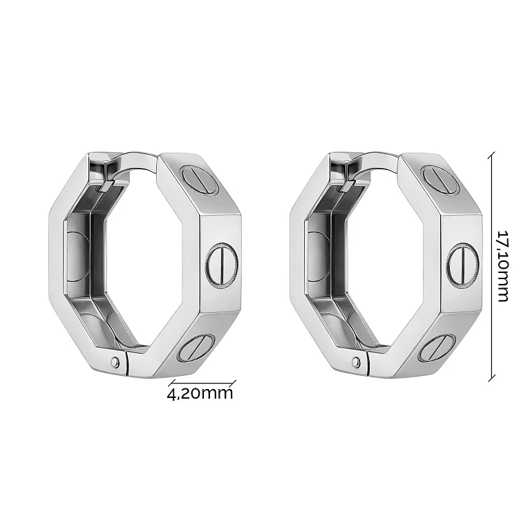 Серьги-кольца "Love" из белого золота - 2126553