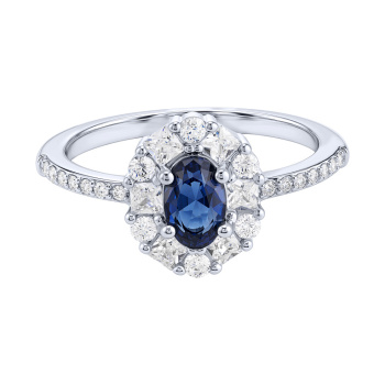 Серебряное кольцо с альпинитом и фианитами - 2289411