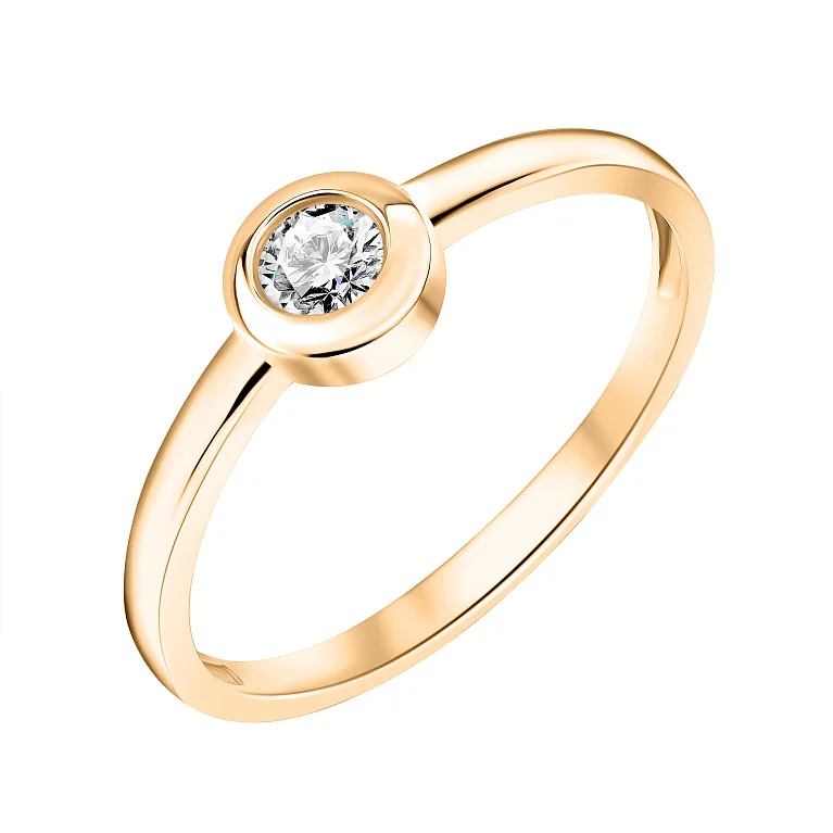 Каблучка з діамантом з червоного золота - 2117278