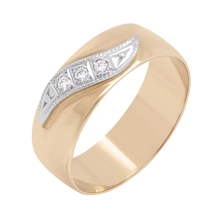 Обручальное кольцо в комбинированном золоте с бриллиантами в классическом стиле. Артикул 1022/14/1/8045: цена, отзывы, фото – купить в интернет-магазине AURUM