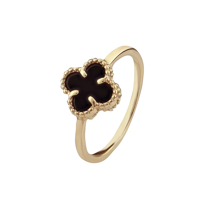 Золотое кольцо "Клевер" с агатом. Артикул 1к164/67б: цена, отзывы, фото – купить в интернет-магазине AURUM