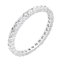 Серебряное тонкое кольцо с фианитами - 1593747