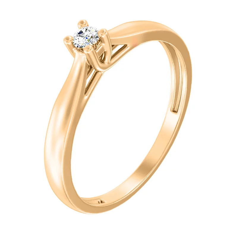 Помолвочное кольцо из красного золота с бриллиантом. Артикул К011004010: цена, отзывы, фото – купить в интернет-магазине AURUM