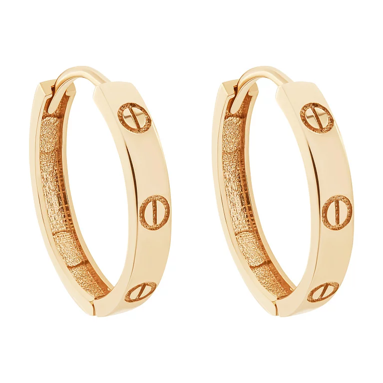 Серьги-кольца "Love" из красного золота. Артикул 214300001: цена, отзывы, фото – купить в интернет-магазине AURUM