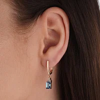 Серьги в красном золоте с подвесом, топазом лондон и фианитами - 2219554