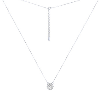 Серебряное колье с подвесом с фианитами якорное плетение - 2240505