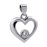 Підвіска срібна з цирконом Серце. Артикул 7503/2124993: ціна, відгуки, фото – купити в інтернет-магазині AURUM