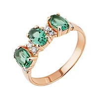 Кольцо из красного золота с кварцем и фианитами - 2180296