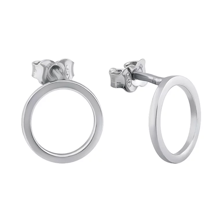 Срібні сережки-гвоздики "Кільця". Артикул 7518/РР-004р: ціна, відгуки, фото – купити в інтернет-магазині AURUM