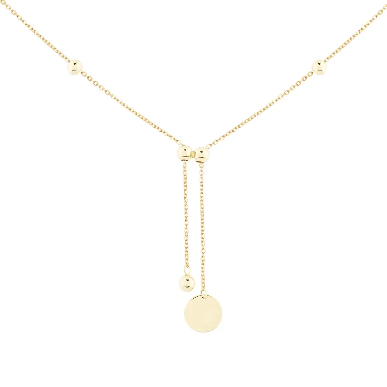 Колье-галстук в желтом золоте "Монета" плетение якорное - 2149561