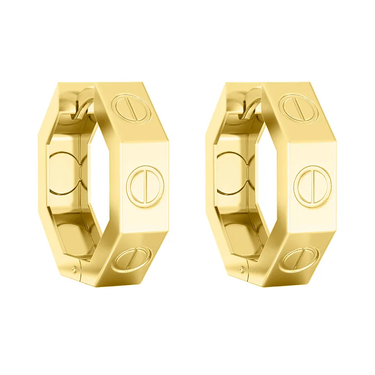Серьги-кольца "Love" из желтого золота - 2126554