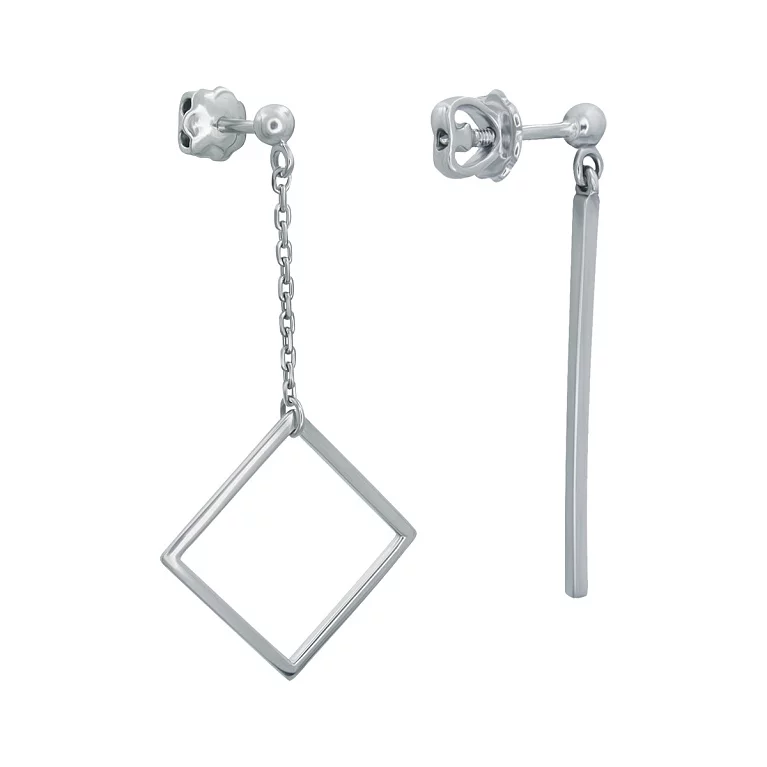 Сережки-гвоздики срібні з підвісами у стилі геометрія. Артикул 7518/20298-р: ціна, відгуки, фото – купити в інтернет-магазині AURUM