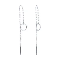 Срібні сережки-протяжки з підвісом "Коло" - 2182517