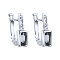 Сережки в сріблі з лондон топазом та доріжкою із фіанітів - 2016089