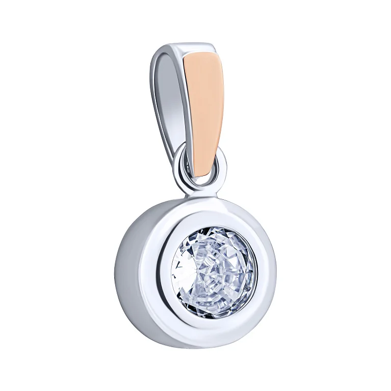 Підвіс зі срібла з накладкою з червоного золота та фіанітом - 2122929