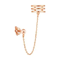 Моносерьга-пусет из красного золота с каффой и цепочкой - 2101880