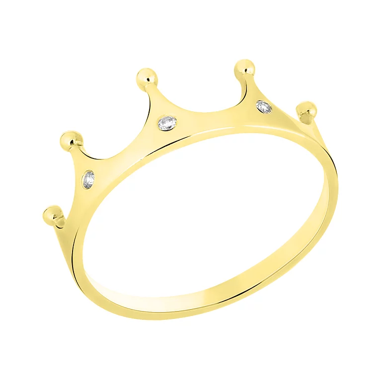Кольцо из лимонного золота Корона с фианитами. Артикул 140708ж: цена, отзывы, фото – купить в интернет-магазине AURUM