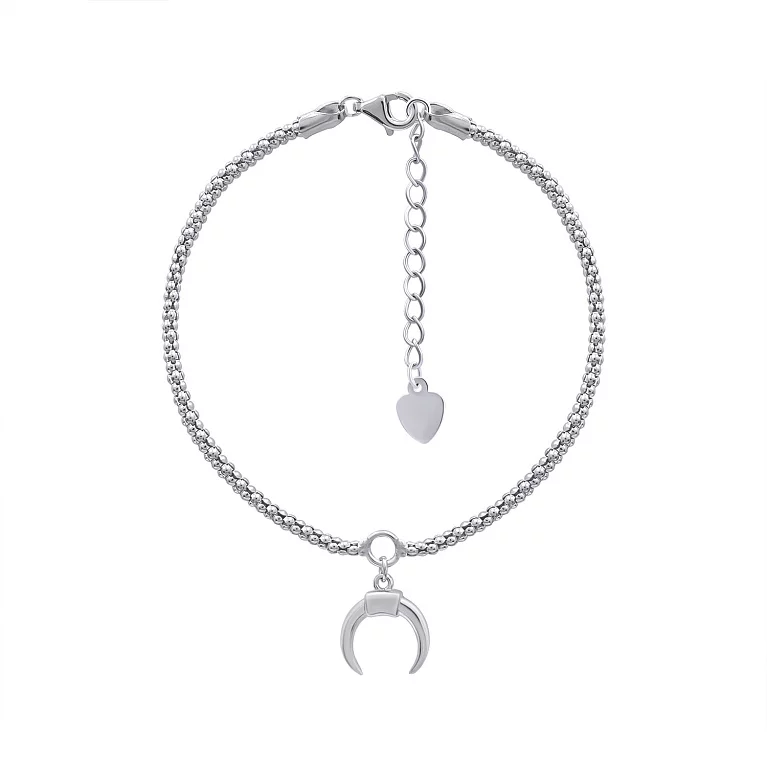 Браслет срібний з підвіскою "Місяць" плетіння фантазія - 859334