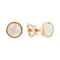 Сережки-пусети з перламутром "Монетки" у червоному золоті - 1445695