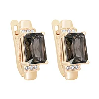 Сережки з червоного золота з кварцом і фіанітами - 1984461