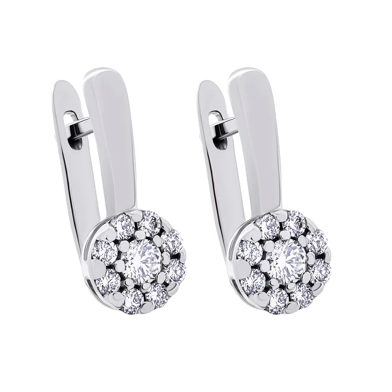 Сережки з білого золота  з діамантами. Артикул С2304б: ціна, відгуки, фото – купити в інтернет-магазині AURUM
