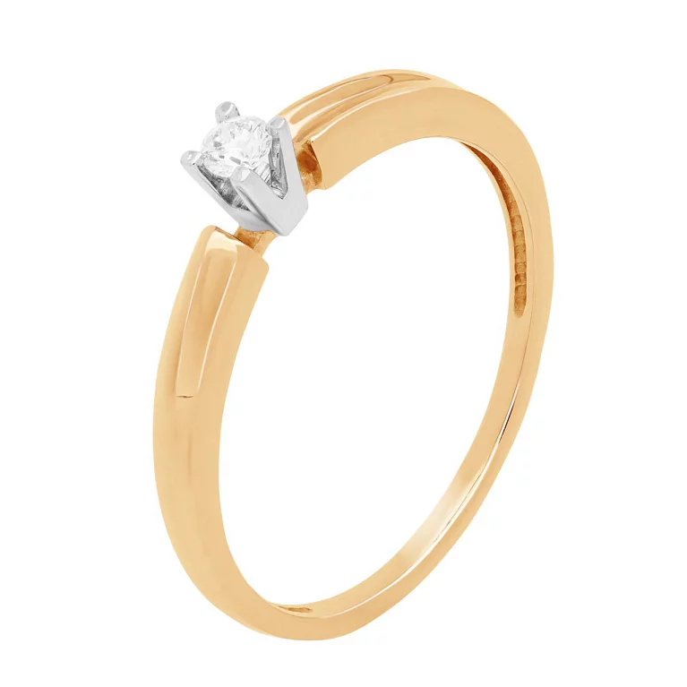 Кольцо помолвочное из комбинированного золота с бриллиантом. Артикул 52151/14/1/8011: цена, отзывы, фото – купить в интернет-магазине AURUM