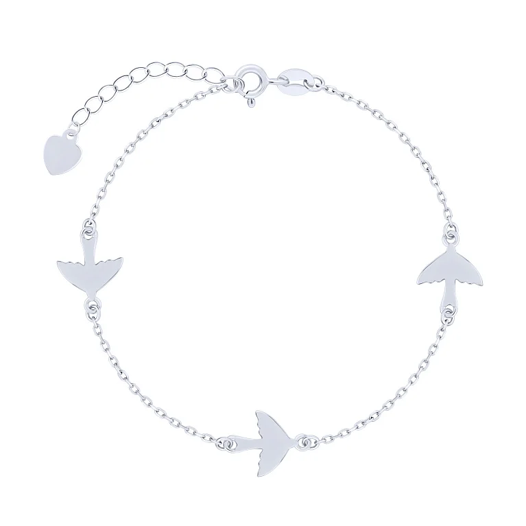 Срібний браслет "Пташки" плетіння якір - 2147077