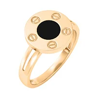 Кольцо "Love" из красного золота с эмалью - 2134328