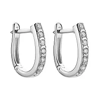 Сережки-доріжки у білому золоті з діамантами  - 2217076