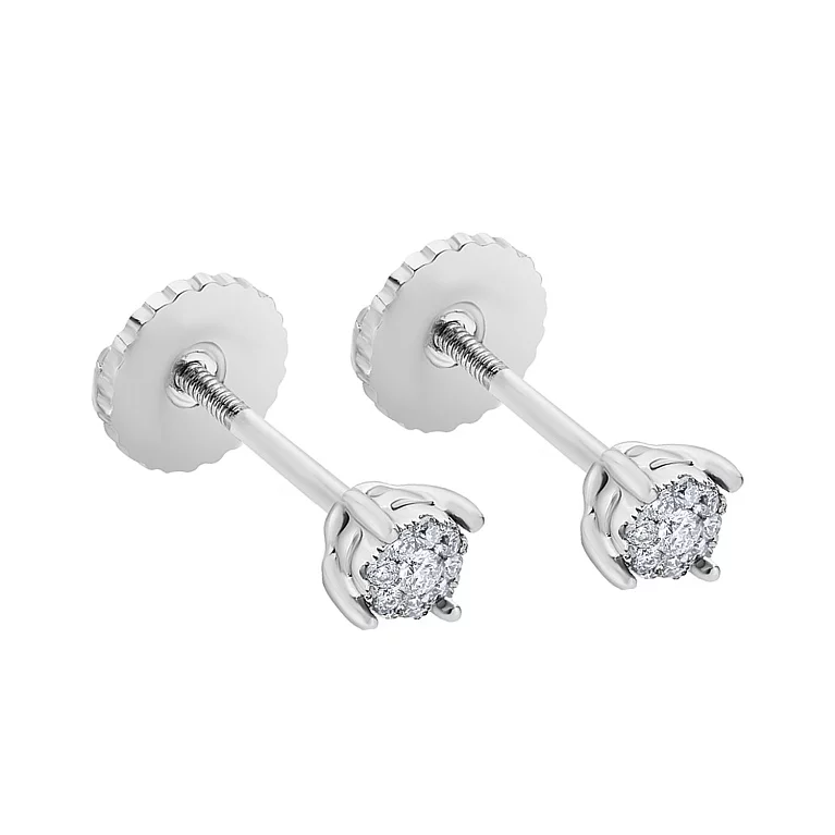 Сережки-гвоздики золоті з діамантами. Артикул С341158005б: ціна, відгуки, фото – купити в інтернет-магазині AURUM