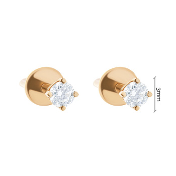 Сережки-гвоздики с бриллиантом из красного золота - 1500053