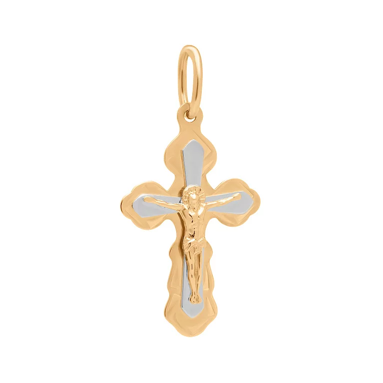 Хрестик із комбінованого золота православний. Артикул 131038: ціна, відгуки, фото – купити в інтернет-магазині AURUM