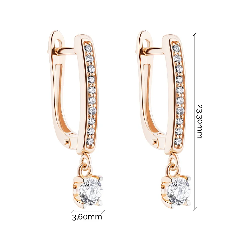 Серьги из красного золота с подвесом и с бриллиантами - 2135854