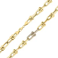 Стильне кольє "Ланки" в жовтому золоті з фіанітами плетіння якір - 1984563