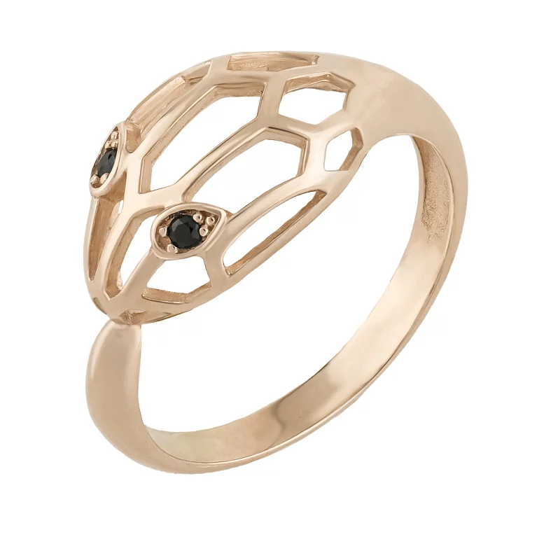 Кольцо из красного золота с фианитами "Змея". Артикул 214761901: цена, отзывы, фото – купить в интернет-магазине AURUM