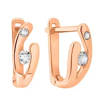 Сережки из красного золота с фианитом - 970226