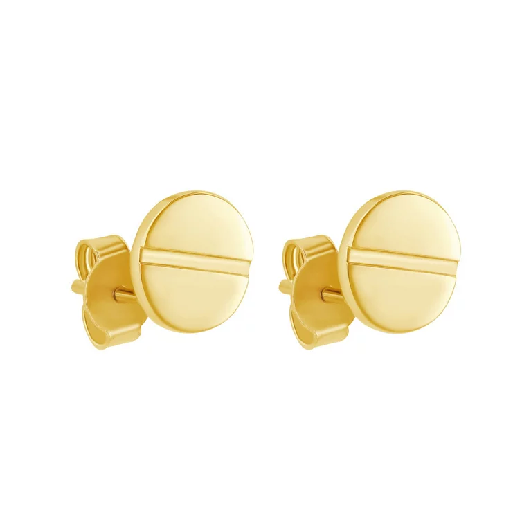 Золоті сережки-гвоздики "Love". Артикул 107098ж: ціна, відгуки, фото – купити в інтернет-магазині AURUM