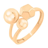 Каблучка з червоного золота "Геометрія" - 1455293