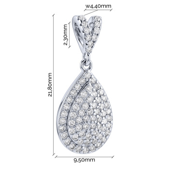 Подвес "Капля" из серебра с фианитами  - 2250342