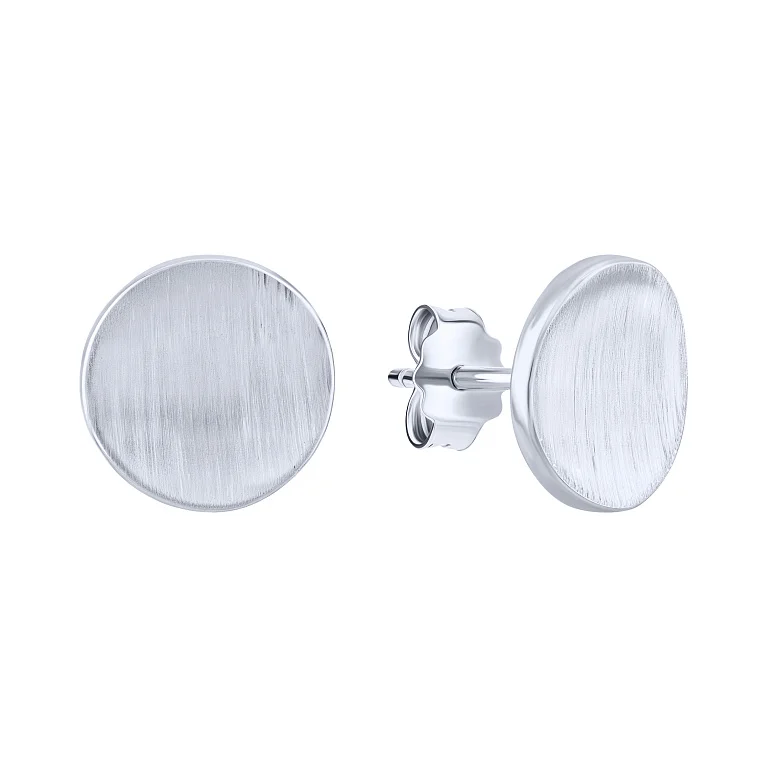 Срібні сережки-пусети "Монета" - 2101709