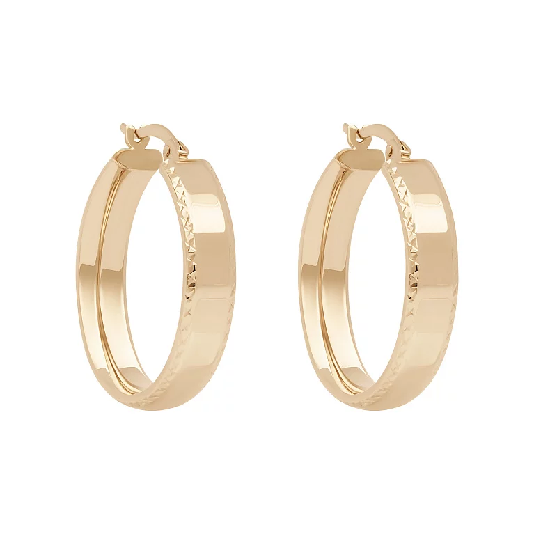 Широкие сережки-кольца из красного золота. Артикул 2010225101: цена, отзывы, фото – купить в интернет-магазине AURUM