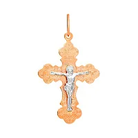 Хрестик з комбінованого золота - 1451145