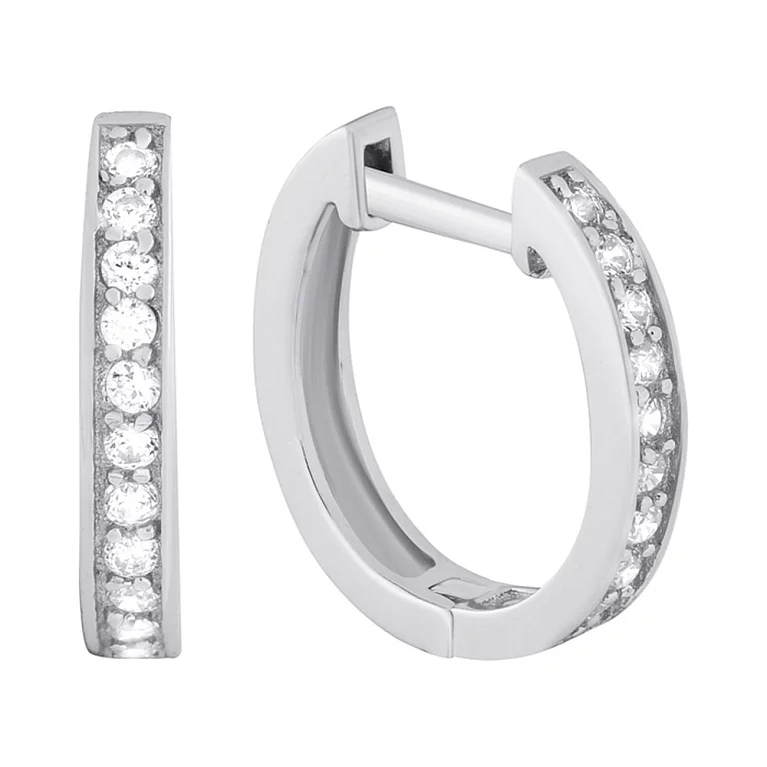 Срібні сережки-кільця з фіанітами . Артикул 7502/С2Ф/342: ціна, відгуки, фото – купити в інтернет-магазині AURUM